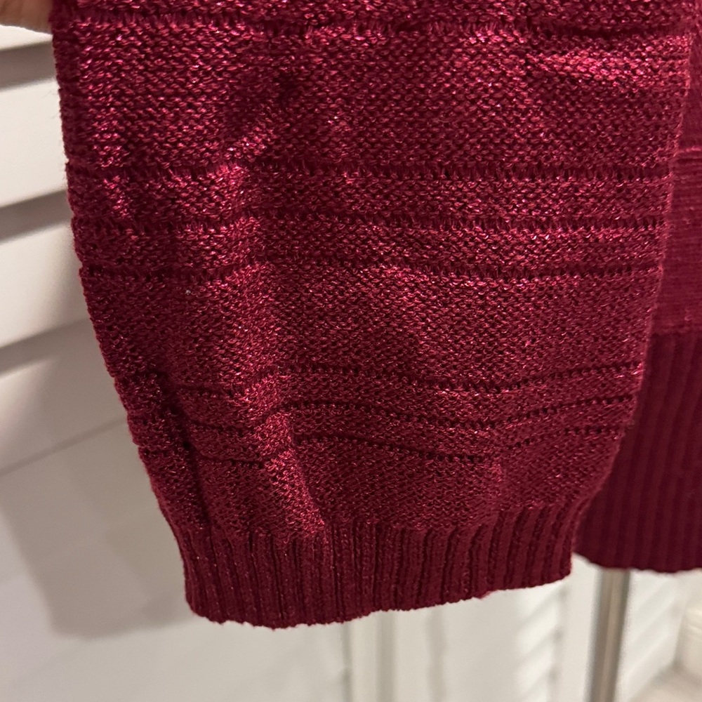 The Limited Burgundy Cardigan Sweater with belt, few small pulls. - Picture 4 of 11